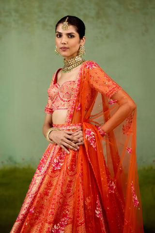Sun orange lehenga set