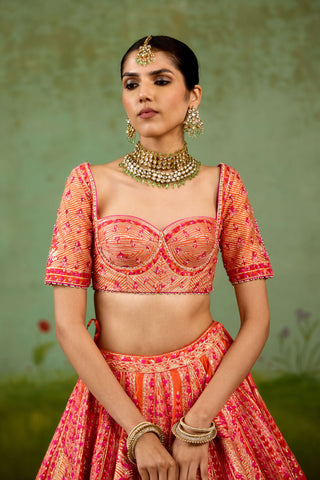 Sun orange lehenga set