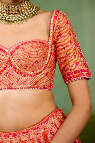 Sun orange lehenga set