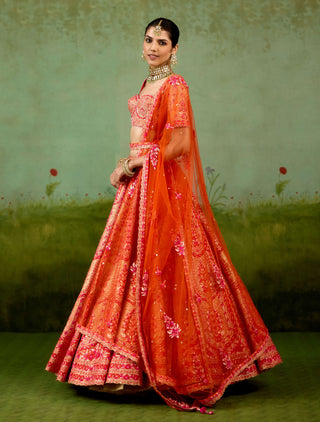 Sun orange lehenga set