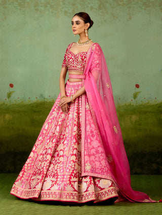 Pink multi-colour lehenga set