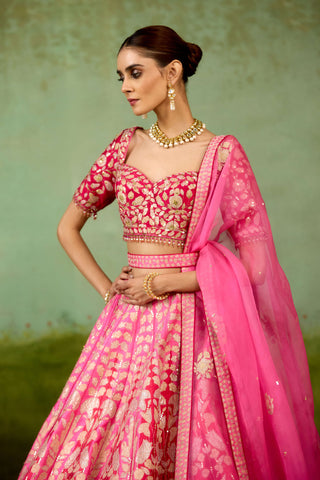 Pink multi-colour lehenga set