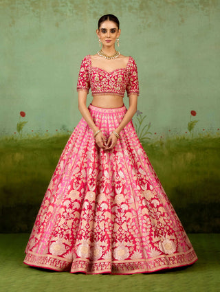 Pink multi-colour lehenga set
