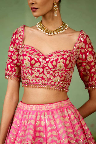 Pink multi-colour lehenga set