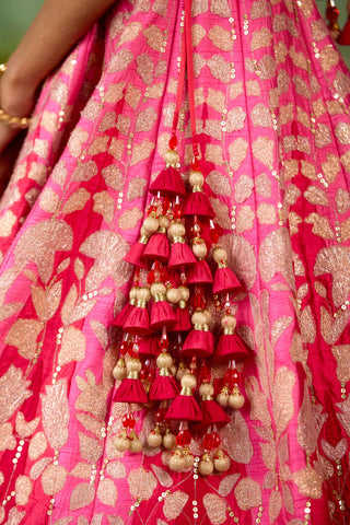 Pink multi-colour lehenga set