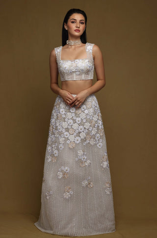 Shriya Som-Ivory Floral Skirt And Blouse-INDIASPOPUP.COM