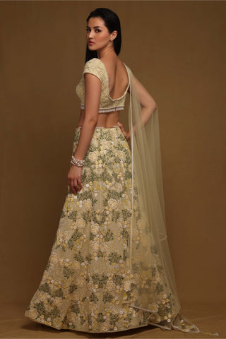 Shriya Som-Yellow Floral Beaded Lehenga Set-INDIASPOPUP.COM