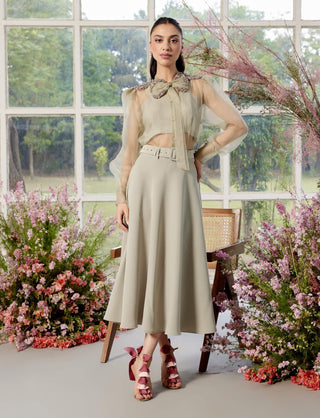 Francesca Almond Shirt And Skirt Set by Parul And Preyanka available on Indiaspopup.com