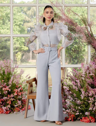Philipa Ice Blue Shirt And Pants Set by Parul And Preyanka available on Indiaspopup.com
