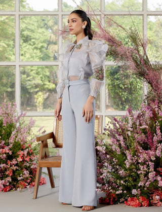 Philipa Ice Blue Shirt And Pants Set by Parul And Preyanka available on Indiaspopup.com