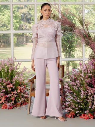 Eloise Pink Pintucks Shirt And Pant Set by Parul And Preyanka available on Indiaspopup.com