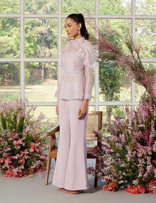 Eloise Pink Pintucks Shirt And Pant Set by Parul And Preyanka available on Indiaspopup.com
