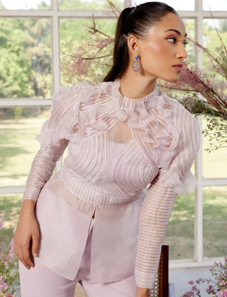 Eloise Pink Pintucks Shirt And Pant Set by Parul And Preyanka available on Indiaspopup.com