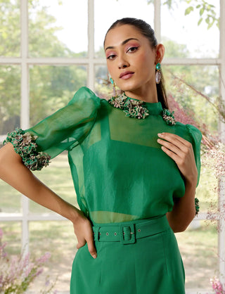Daphne Jade Top And Skirt Set by Parul And Preyanka available on Indiaspopup.com
