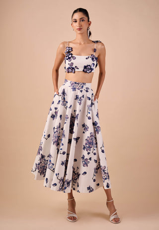 Blue white orchid bandeau and skirt