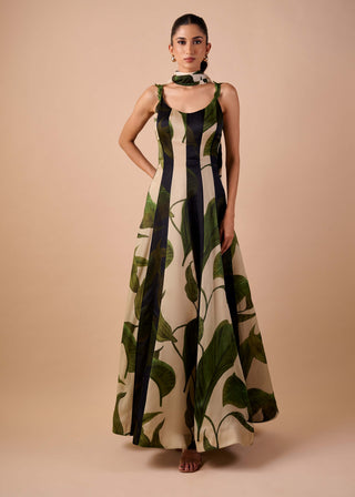 Multi hue panel organza midi dress