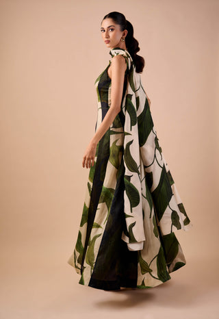 Multi hue panel organza midi dress