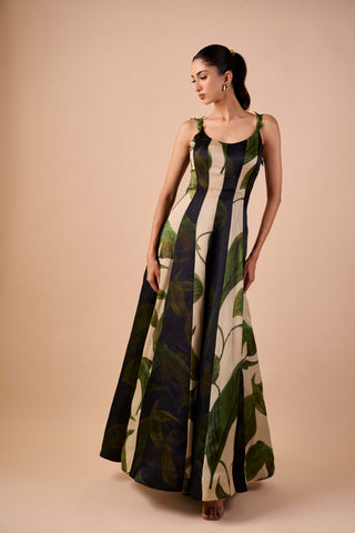 Multi hue panel organza midi dress