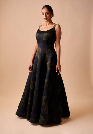 Navy blue organza midi dress