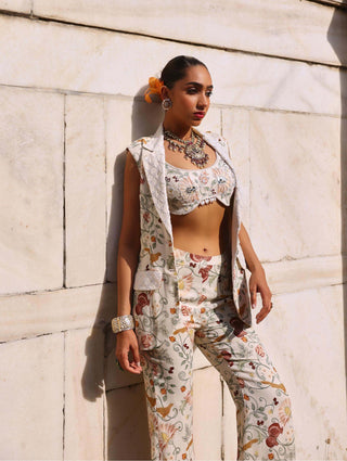 Tishya Printed Jacket And Pant Set by Seema Thukral available on Indiaspopup.com