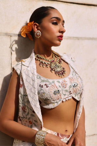 Tishya Printed Jacket And Pant Set by Seema Thukral available on Indiaspopup.com