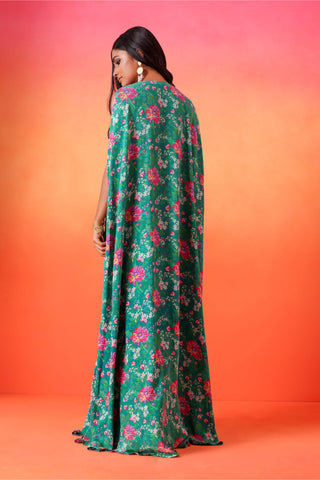 Seema Thukral-Emerald Green Printed Kaftan-INDIASPOPUP.COM