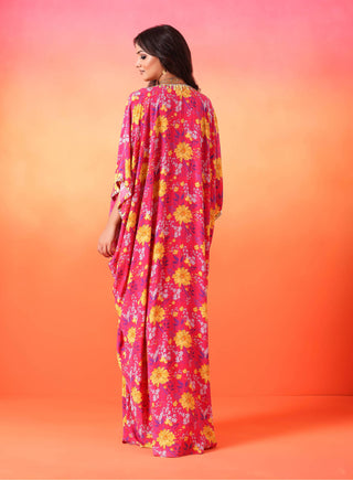 Seema Thukral-Fuscia Pink Printed Kaftan-INDIASPOPUP.COM