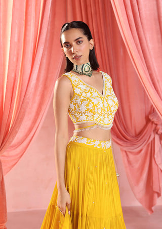 Seema Thukral-Rita Mustard Yellow Lehenga Set-INDIASPOPUP.COM