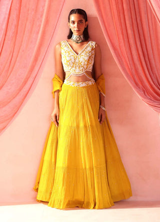 Seema Thukral-Rita Mustard Yellow Lehenga Set-INDIASPOPUP.COM