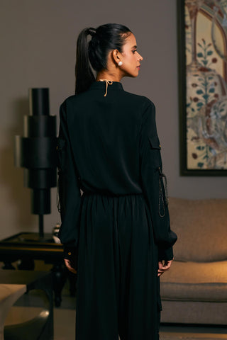 Black Shirt And Joggers by Siddartha Tytler, available on Indiaspopup.com