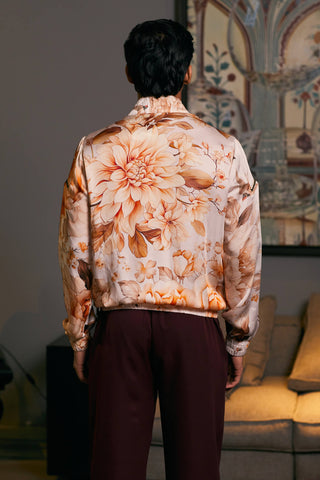 Moth Satin Printed Bomber Jacket by Siddartha Tytler Men, available on Indiaspopup.com