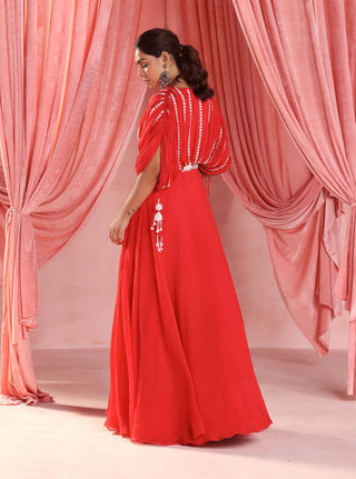 Seema Thukral-Melany Red Embellished Anarkali-INDIASPOPUP.COM