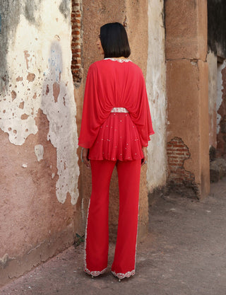Aditi Coral Pink Peplum And Palazzo by Seema Thukral available on Indiaspopup.com