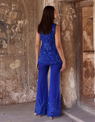 Adira Electric Blue Tunic And Palazzo Set by Seema Thukral available on Indiaspopup.com