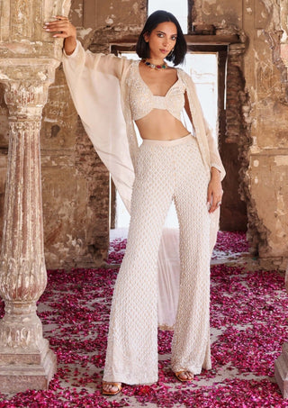Niveda Embellished Cape And Palazzo Set by Seema Thukral available on Indiaspopup.com