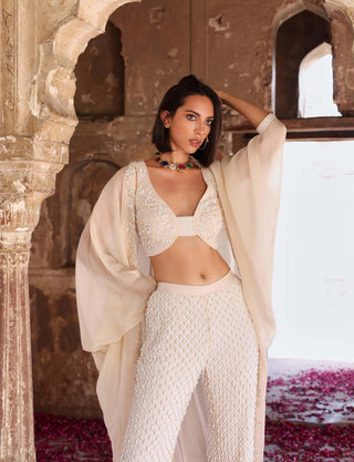 Niveda Embellished Cape And Palazzo Set by Seema Thukral available on Indiaspopup.com