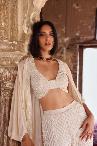 Niveda Embellished Cape And Palazzo Set by Seema Thukral available on Indiaspopup.com