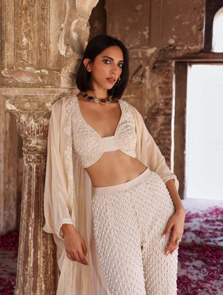 Niveda Embellished Cape And Palazzo Set by Seema Thukral available on Indiaspopup.com