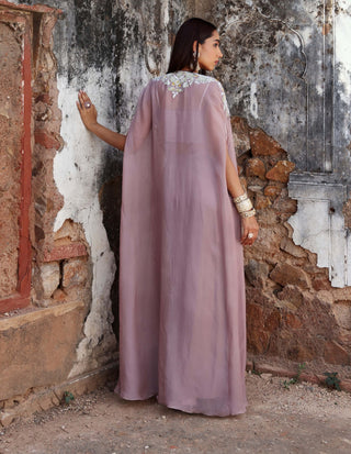 Miranda Lilac Embellished Draped Skirt And Cape Set by Seema Thukral available on Indiaspopup.com