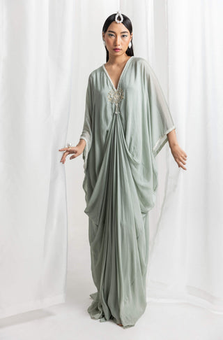 Seema Thukral-Sage Green Embellished Kaftan-INDIASPOPUP.COM