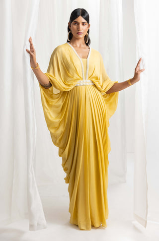 Seema Thukral-Yellow Embellished Kaftan-INDIASPOPUP.COM