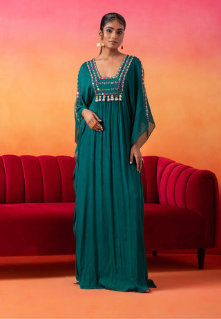 Seema Thukral-Emerald Green Kaftan-INDIASPOPUP.COM