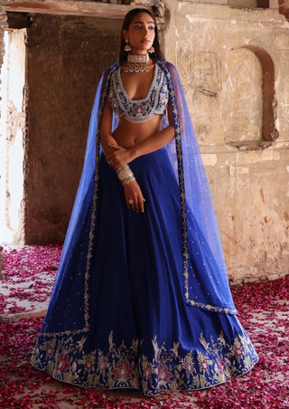 Meera Electric Blue Embellished Lehenga Set by Seema Thukral available on Indiaspopup.com