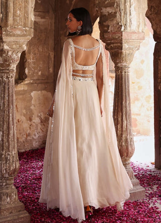 Areen Ivory Blouse And Circular Skirt by Seema Thukral available on Indiaspopup.com