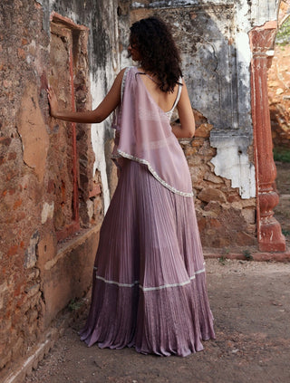 Mirella Lilac Tiered Skirt And Cape Set by Seema Thukral available on Indiaspopup.com