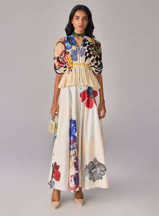 Monica Floral Kaftan Blouse And Skirt by Saaksha & Kinni available on Indiaspopup.com