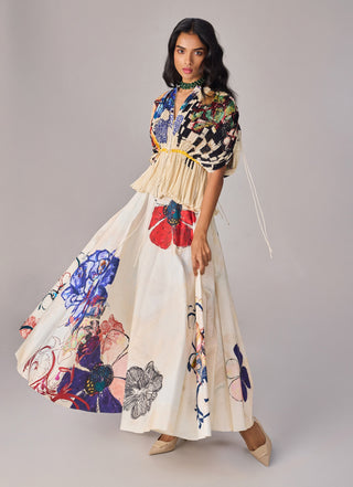 Monica Floral Kaftan Blouse And Skirt by Saaksha & Kinni available on Indiaspopup.com