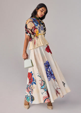 Monica Floral Kaftan Blouse And Skirt by Saaksha & Kinni available on Indiaspopup.com