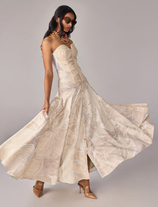 Agnes Ivory Corset And Ziva Skirt by Saaksha & Kinni available on Indiaspopup.com