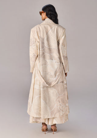 Harper Ivory Trench Coat And Skirt Set by Saaksha & Kinni available on Indiaspopup.com